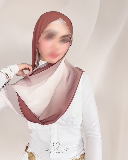 Cocoa Mist | Beaded Ombré Hijab