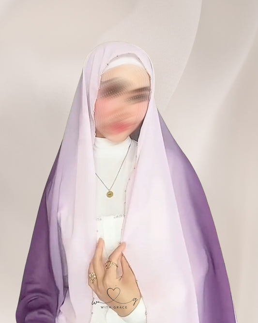 Lilac Charm | Beaded Ombré Hijab