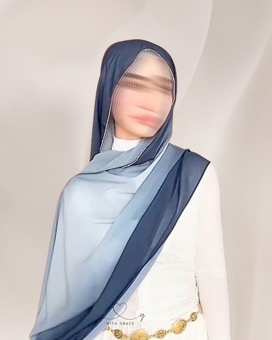 Sapphire Fairy | Beaded Ombré Hijab